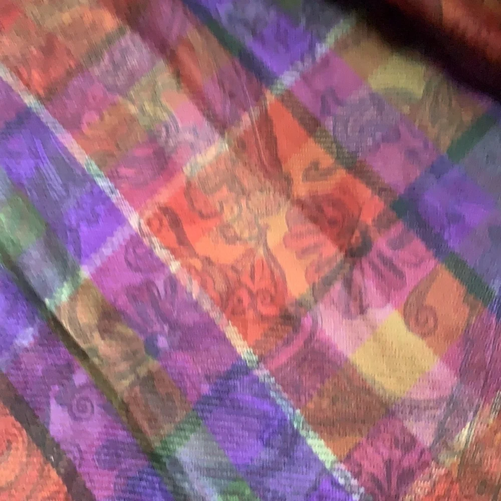 Authentic FENDI scarf wrap blanket fringe‎ plaid logo oversized luxury purple